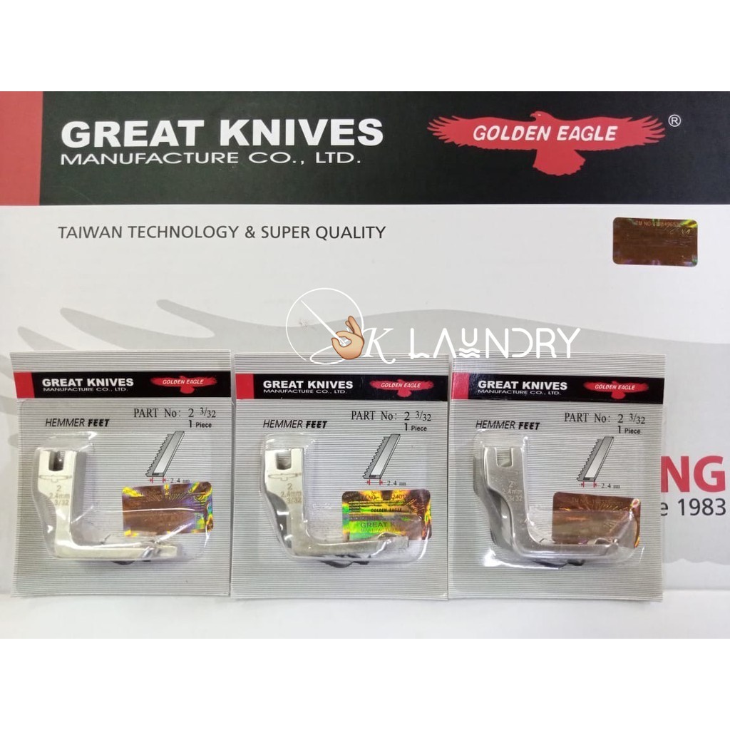 Sepatu Great Knives Hemmer Feet Kelim Lilit BESAR Mesin Jahit Industrial High-Speed GOLDEN EAGLE-Lot 2