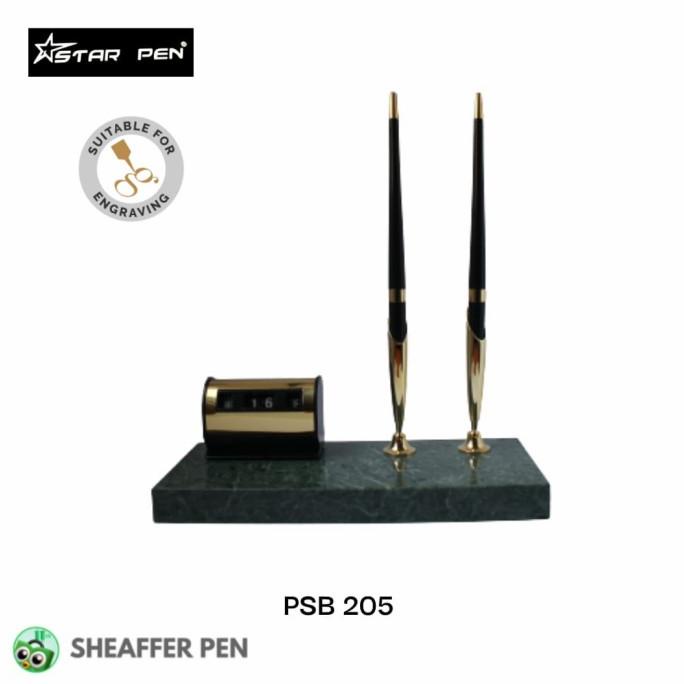 

Star Pen Green Marble Pen Stand With Calendar 2 Plastic Black BP ---Terbaru---