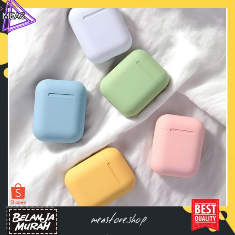 MEASTORE | HEADSET BLUETOOTH WIRELESS I12 TWS BLUETOOTH VERSI 5.0 INPODS MACARON WIRELESS