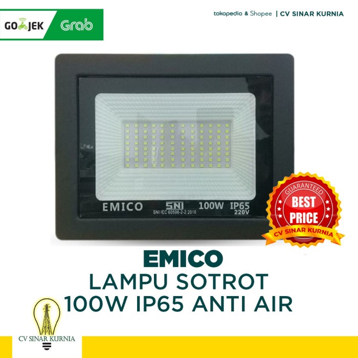 Lampu Sorot Emico/Lampu Tembak LED 100 Watt IP65 ANTI AIR EMICO/Putih SNI