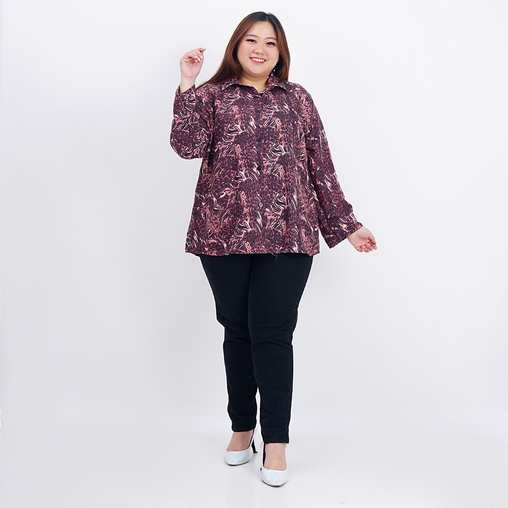 KEMEJA BIG SIZE WANITA ATASAN KEMEJA  SHAKILA JUMBO 06 MOTIF