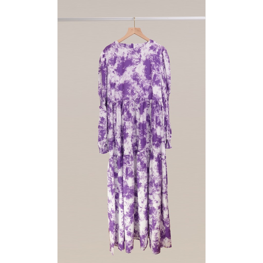 Maxi Purple Tiedye Galaxy Dress / Dress Gamis Muslimah Import Motif