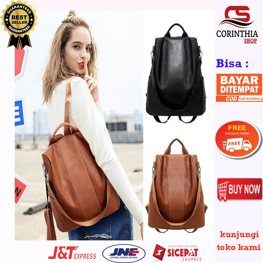 CS236 Tas Ransel Wanita Kulit PU Multifungsi