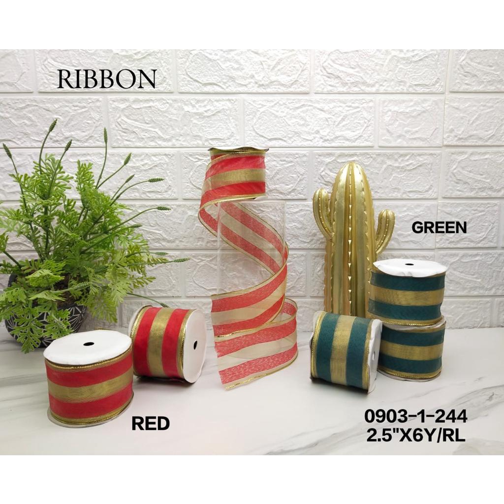 

Pita Natal Kain Pita 244 Lebar 6,3 Cm Panjang 5,4 Mtr Ribbon 2 Warna