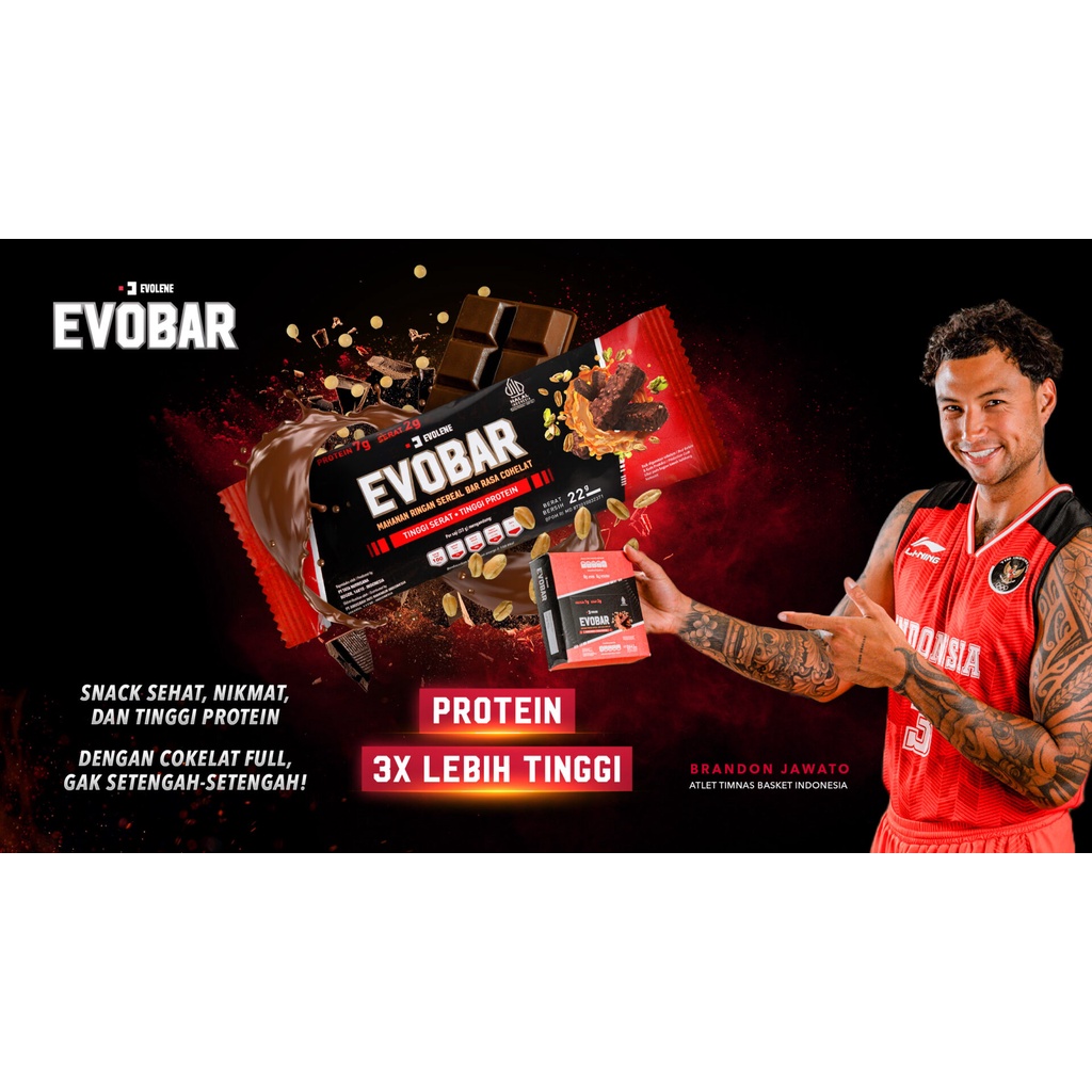 Evolene Evobar 1 Box 12 Pcs Protein Bar Healthy Snack Protein Bar