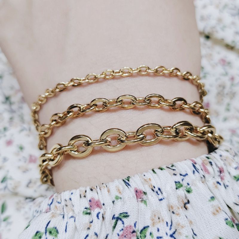 Gelang Titanium Rantai Nuri Emas Replika Tahan Lama Remaja Dewasa