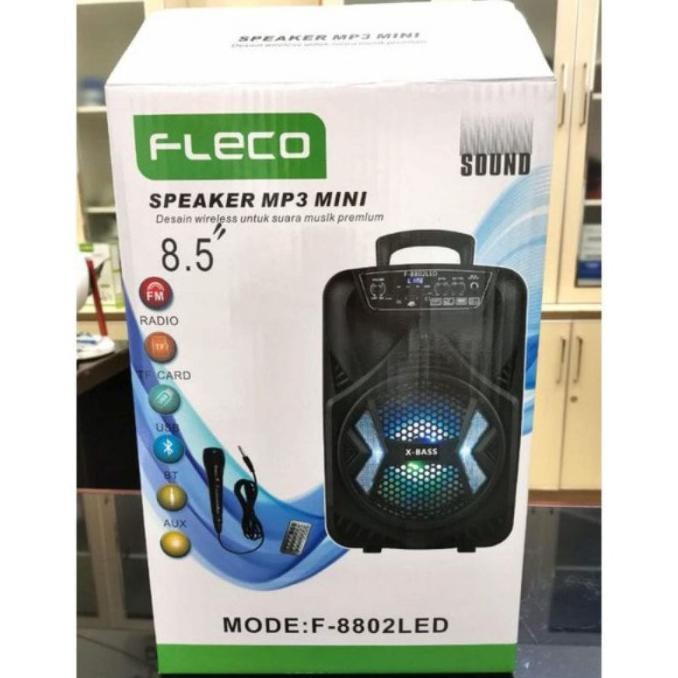 COD Speaker Terbaru Bluetooth Fleco F-8801/8802 Free Mic+Remote X-Bass - 8801
