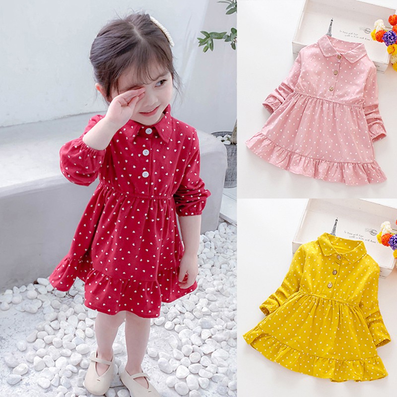 Baywellfashion Gaun Casual Lengan Panjang Dengan Motif Polkadot Untuk Bayi Perempuan Usia 1 8 Tahun Shopee Indonesia