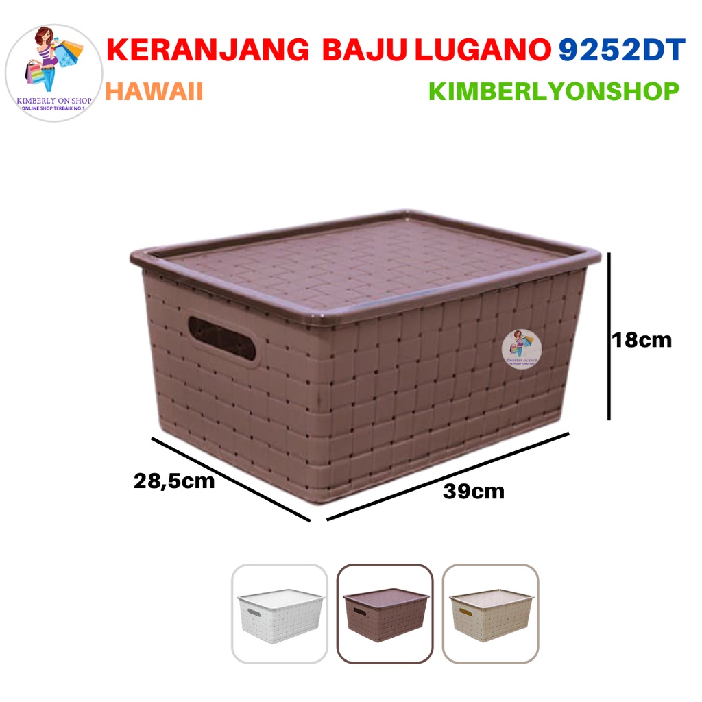 Keranjang Pakaian Serbaguna Lugano + Tutup Plastik 9252 DT L Hawaii