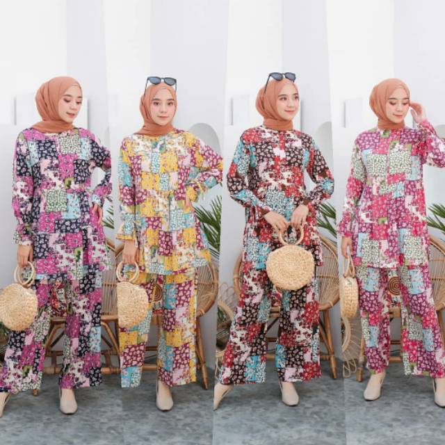 Flowi Set bahan Katun Rayon Uniqlo