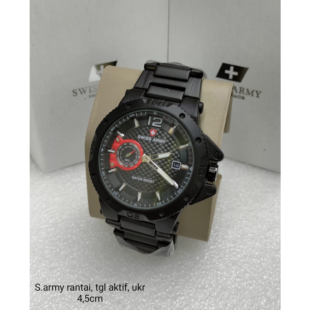 Jam Tangan Pria L4952V Tali Rantai Tanggal Aktif Chrono Variasi Free Box Exclusive &amp; Baterai