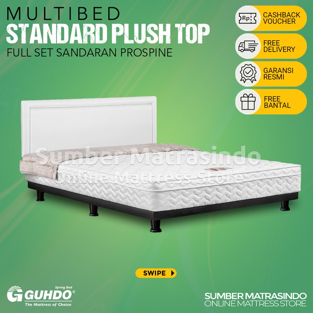 Guhdo Spring Bed Multi Bed Standard Plush Top Sandaran Prospine - FULL SET / TANPA SANDARAN 90x200 /