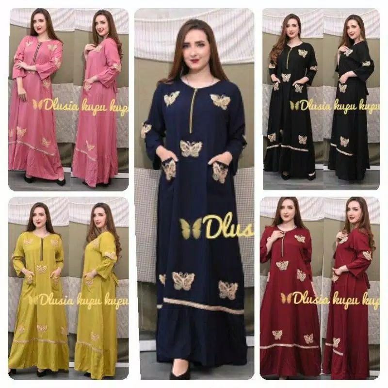 Baju Daster Dster Dadter Dress Gamis RENDA Kupu ARAB ARABIAN Rayon Premium Tebal Lengan Panjang Dewa