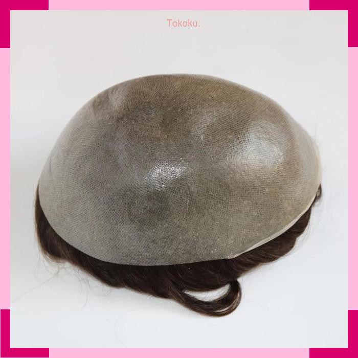 Rambut Manusia Rambut Palsu untuk Pria dengan Transparan Kulit Tipis