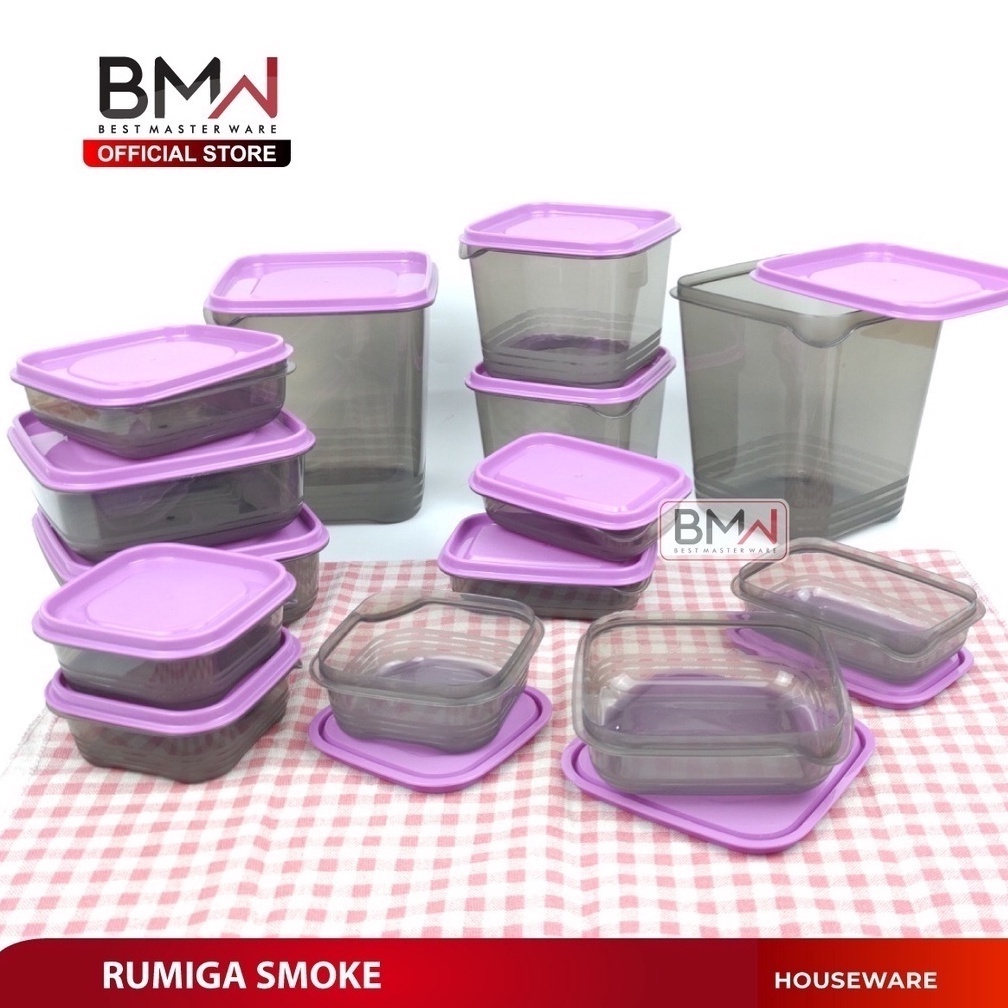 14 Pcs BMW Rumiga Smoke Wadah Penyimpanan Makanan 1Set