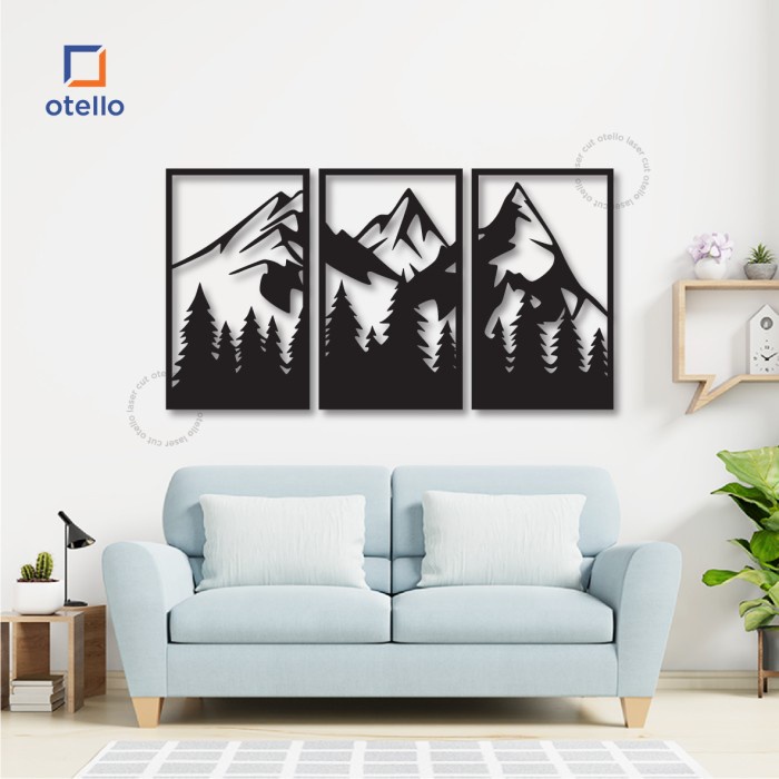 Otello - Hiasan Dinding Mountain Silhoutte Wall Sticker Akrilik Stiker Timbul