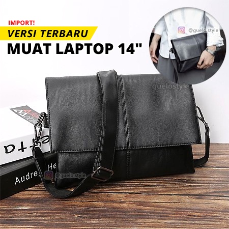 tas selempang kerja pria kulit hitam BRANDON