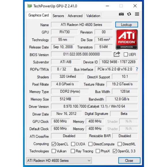 VGA ATI Radeon HD 4670 512MB DDR2 128Bit