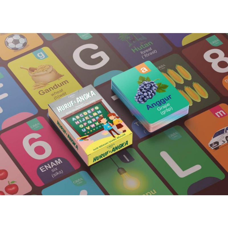 Flash Cards Huruf - Angka Untuk Anak Paud dan Tk