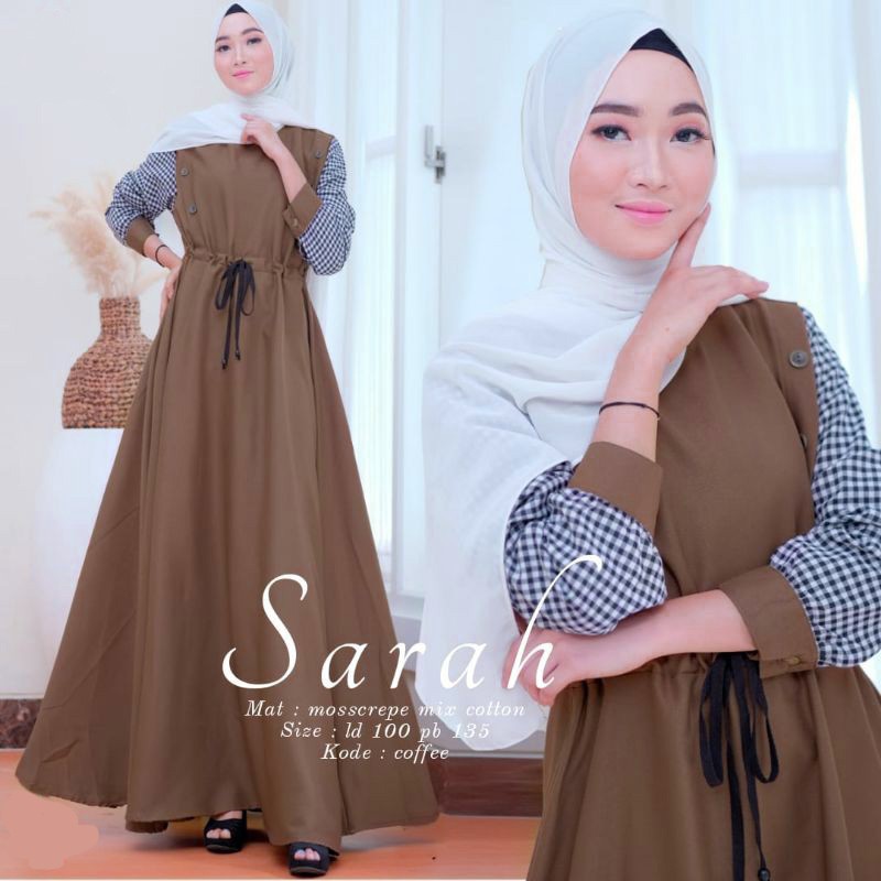 Baju Gamis Wanita Muslim Terbaru SARAH Dress cantik Murah kekinian NS 49