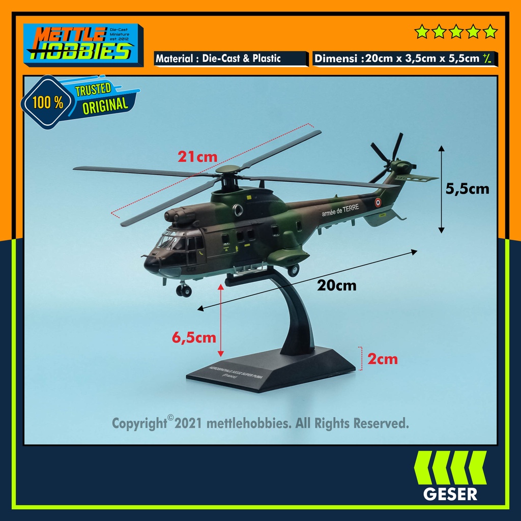 Altaya De Agostini Helicopter Aerospatiale AS332 Super Puma Diecast Miniatur Replika Helikopter 1/72