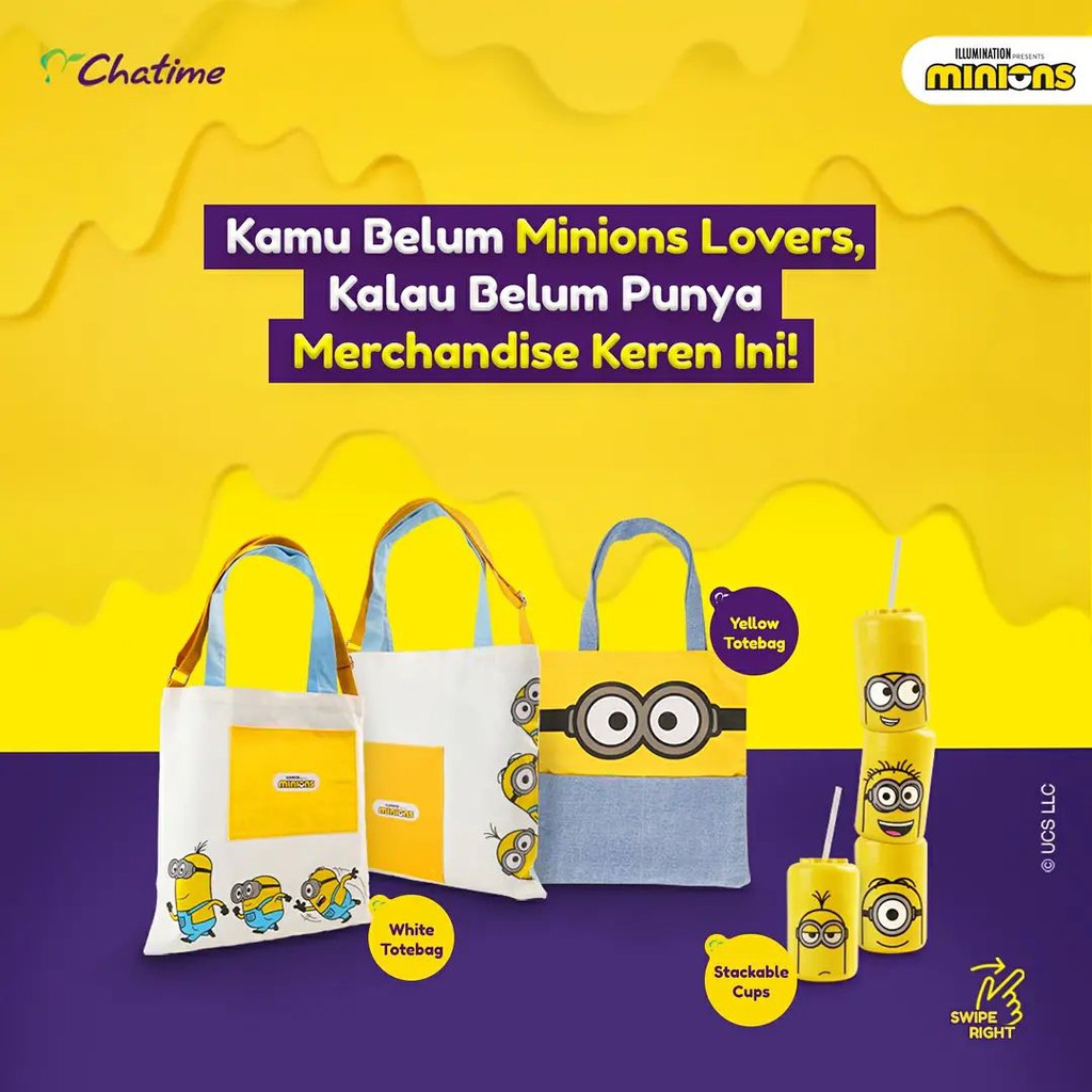 Totebag Minion Chatime | Tas Kanvas Minion Limited Edision