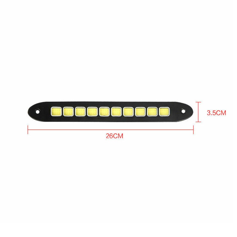 (LUCKID) 1pc Lampu Strip 10-led COB 12V Untuk DRL / Foglamp Mobil