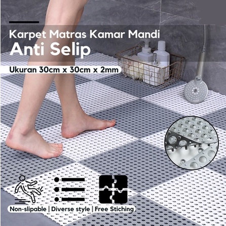 Karpet Kamar Mandi Anti Licin 30x30CM / Keset Lantai Anti Slip Polkadot Dapur Mat Non-Slip