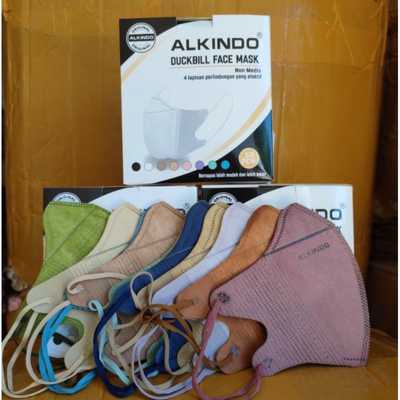 Masker Duckbill Alkindo 4 Ply Mix Warna Warni Isi 50 Pcs Earloop