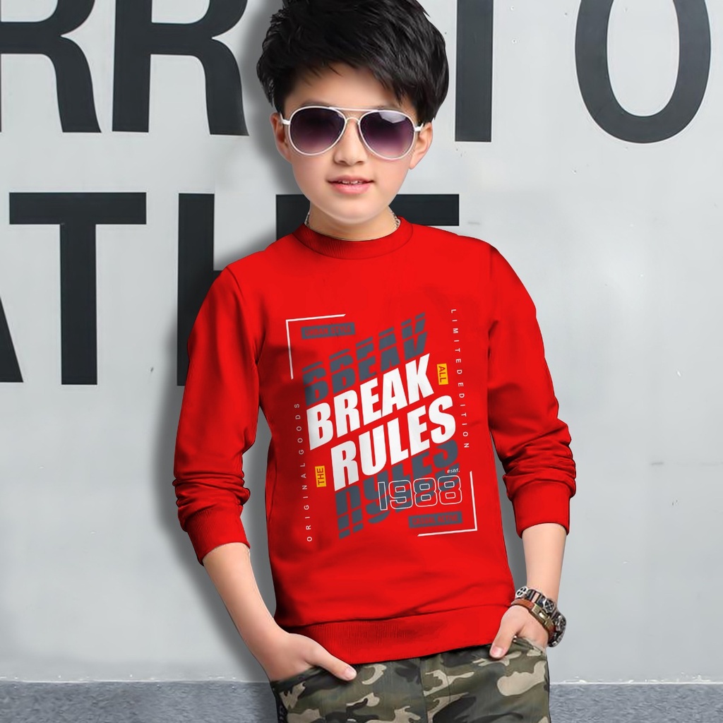 Switer Break Rules Terbaru / Sweater Anak Laki-laki /  Sweeter Gaming Bahan Babyterry / FLAVA_STORE