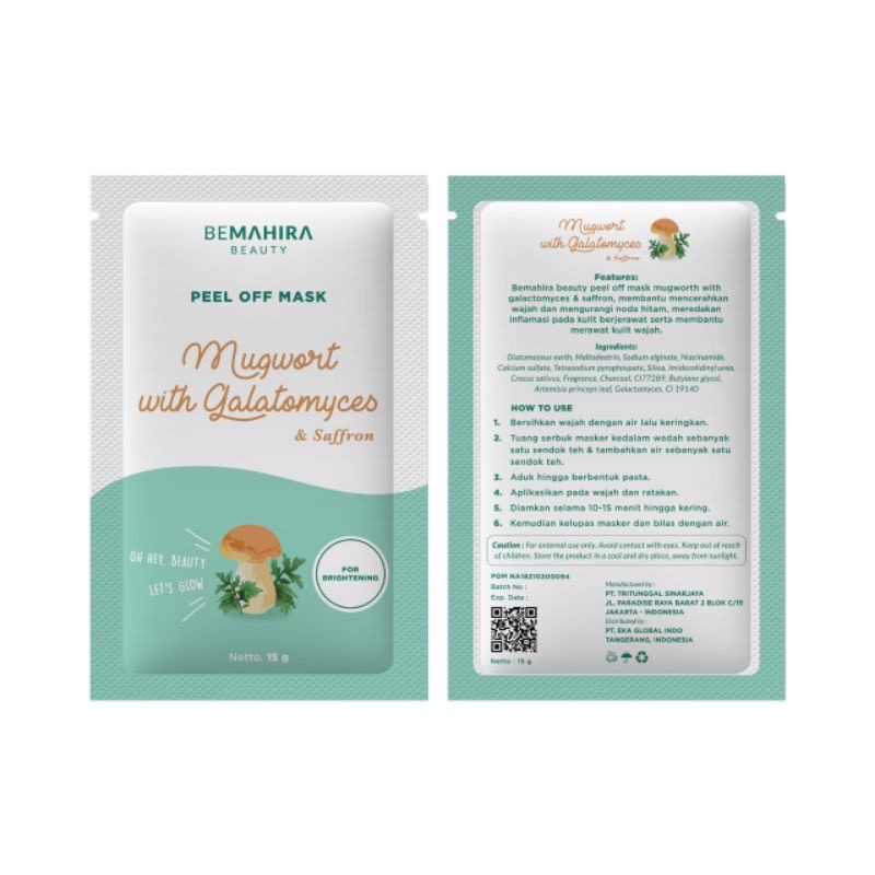 BPOM - Bemahira Beauty Peel Off Mask &amp; Wash Off Mask 15gr