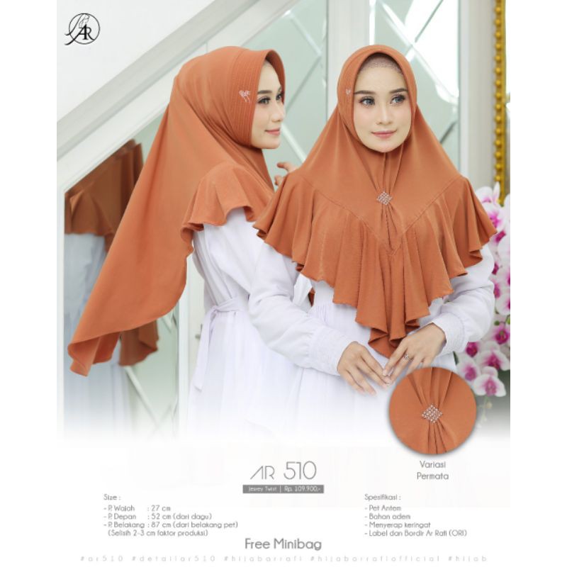 hijab instan arrafi jilbab pet antem kerudung instan variasi permata ar 510