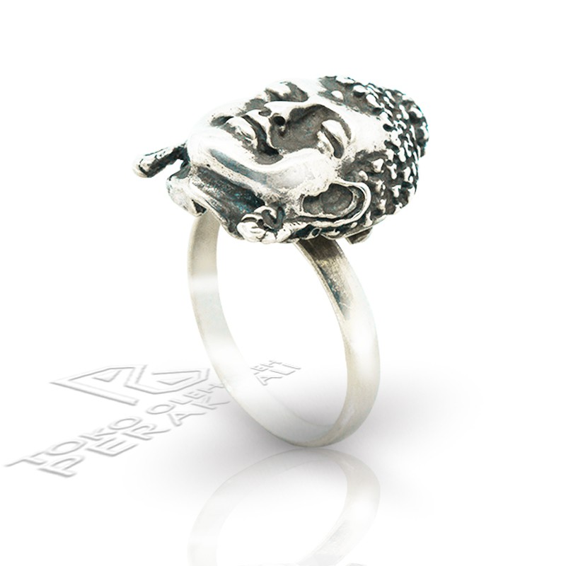 Cincin Perak Bali Silver Ring 925 Kepala Buda Buddha Head