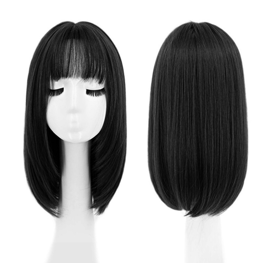 WDA-15 wig rambut palsu pendek air bangs daily natural wanita