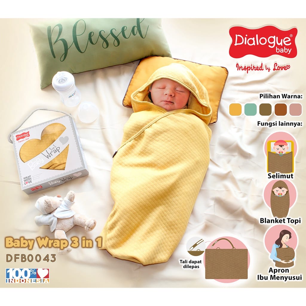 Dialogue Baby On The Go Blanket 6 in 1 Function DFB0044 Dialogue Baby Wrap 3 in 1 Baby On The Go Blanket 3in1 DFB0043 Baby Gift Kado Hadiah Kelahiran