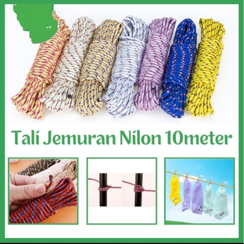 Tali jemuran nilon 10m baju celana bra bh nylon clothes line rafting camping