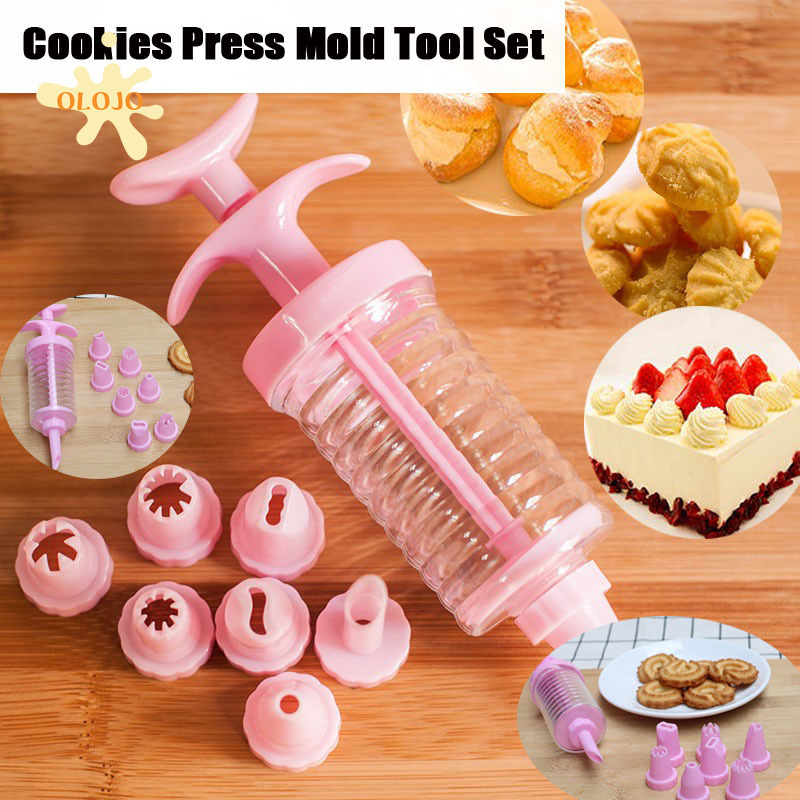 OLOJO Krim Kue Membuat Pembuat Cookie Biscuit Pump Mesin Press Bunga Mulut Cetakan Dapur