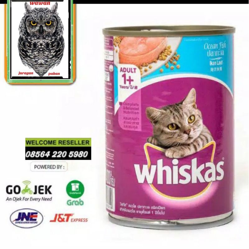 whiskas kaleng 400 gr, whiskas pakan kucing