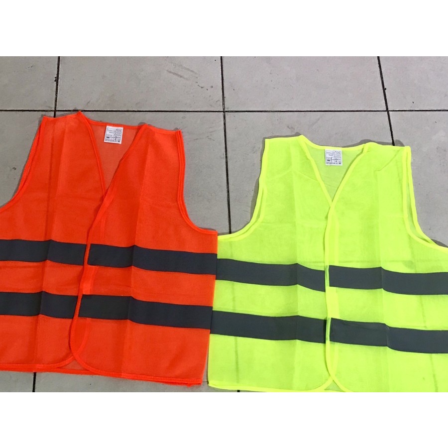 Rompi Safety Polyester Hijau Dan Orange - Rompi Pekerja Proyek - Rompi Jaring Proyek - Safety Vest