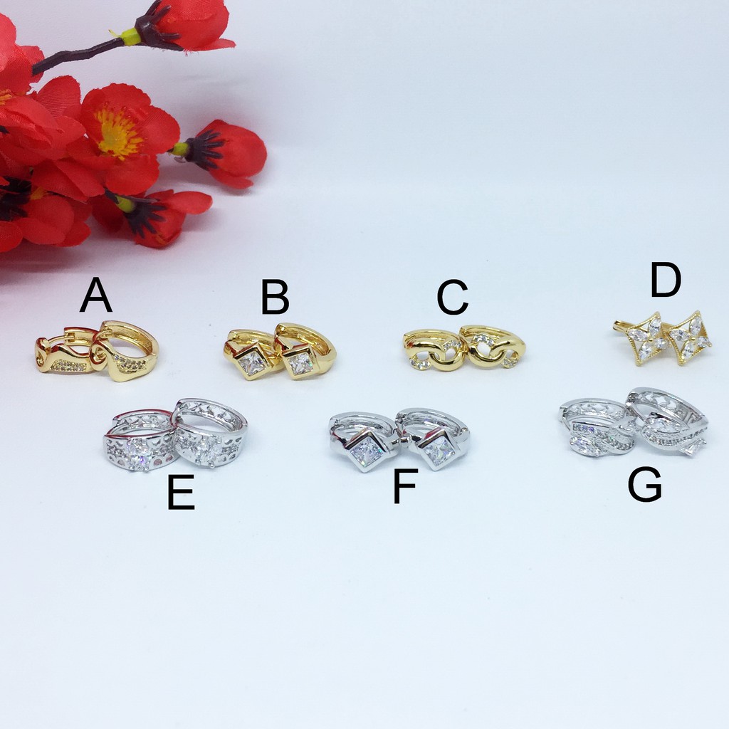 Perhiasan Anting Merek Xuping Asli Rhodium Premium Simple Putih Gold Silver - BE323