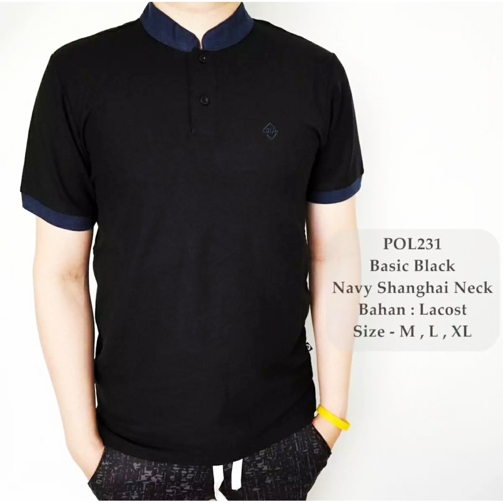 Tasigi Kaos Polo Shirt Pria Kerah Sanghai Maroon / Kaos Kerah Pria / Baju Polo Pria All Varian Warna-HITAM