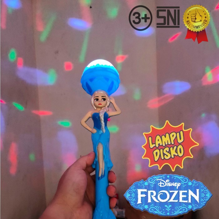 Mainan Anak Tongkat Disco Frozen Lampu Disko 3D Warna Warni dan Music forzen - Biru Muda