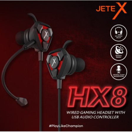 [HASIL FLASH SALE] JETE X Earphone Gaming HX8 with Mic And Usb Audio Controller - BIRU