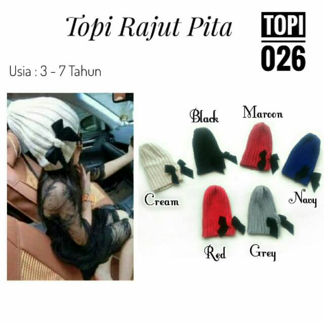 Topi Rajut Pita/Topi Rajut/Kupluk Rajut/Kupluk Rajut Murah/Kupluk Anak/Topi Anak/Kupluk Anak Cewek