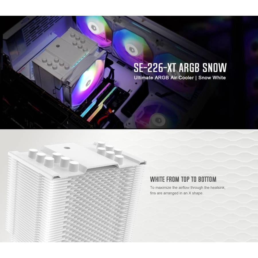 ID-COOLING SE-226-XT ARGB SNOW | CPU Cooler Heatsink HSF (Intel/AMD)