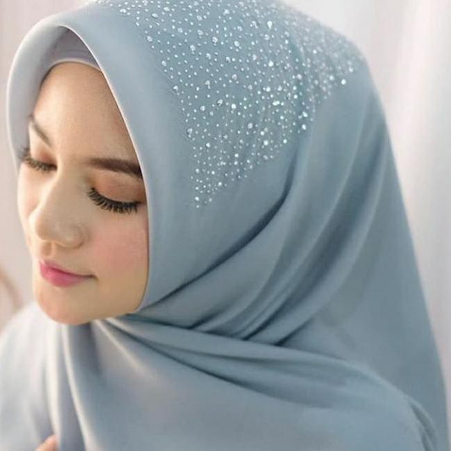 HOT SELL kerudung hijab segi empat Bella polos payet mutiara tabur grade A