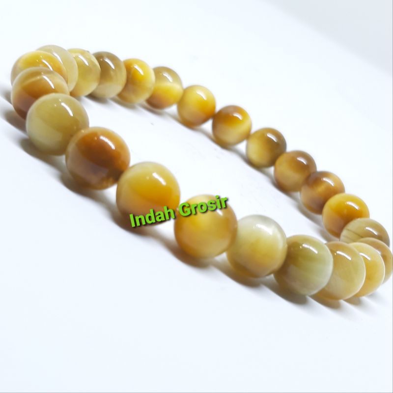 Galang Batu Tiger Eye Madu Tembus Senter 8mm Original