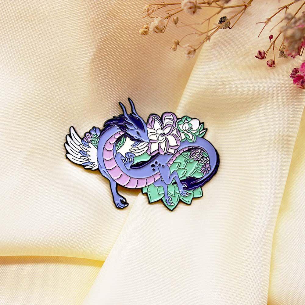 Lanfy Naga Bros Hadiah Untuk Wanita Pria Hadiah Untuk Anak-Anak Perhiasan Aksesoris Kerah Bros Naga Lencana Pin Enamel Pin