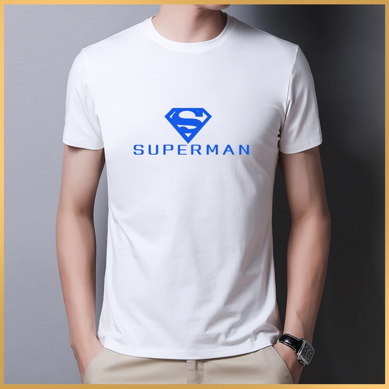 Baju Kaos Pria T-Shirt Motif Supermen Pakaian santai lengan pendek cocok untuk cwok