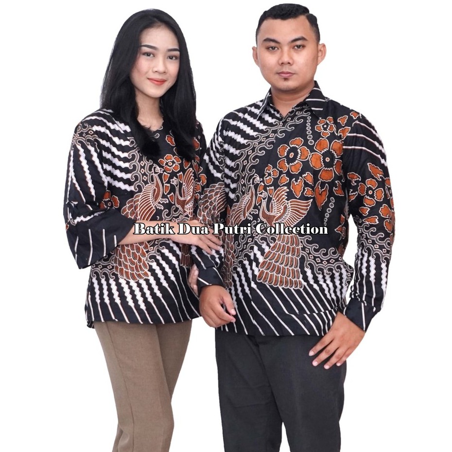 Couple Batik Blouse Kemeja Batik Lengan Panjang Motif Manuk Cinta By Batik Dua Putri Collection